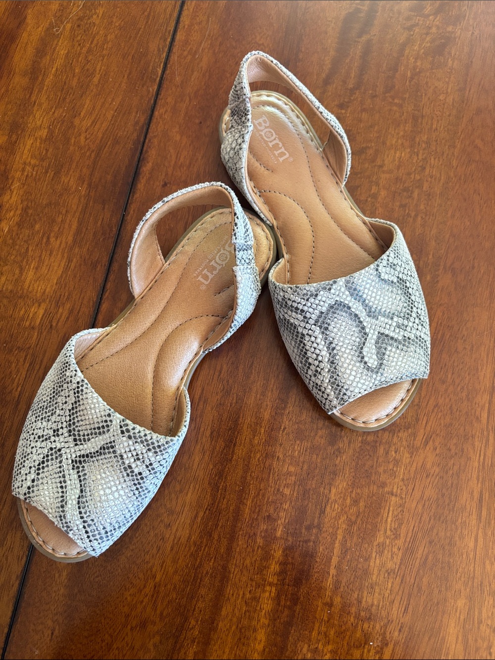 Born Snake-Print Open-Toe Slingback Sandals in Grey - Picture 5 of 5